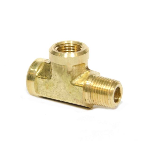1/8" NPT Brass Street Tee Fitting Male Female Fuel Air Oil FasParts Coyote Gear 
