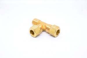 3/8 Tube OD Compression to 1/4 Npt Male Pipe Run Tee T Fitting for Copper Tubing Water Oil Air