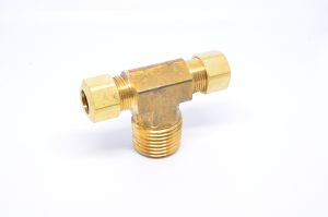 3/8 Tube OD Compression to 1/2 Npt Male Pipe Branch Tee T Fitting for Copper Tubing Water Oil Air