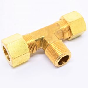 1/2 Tube OD Compression to 3/8 Npt Male Pipe Branch Tee Fitting for Copper Tubing Water Oil Air