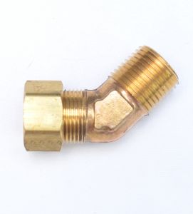 5/8 Tube OD Compression to 1/2 Npt Male Pipe Adapter 45 Degree Elbow Fitting for Copper Tubing Water Oil Air