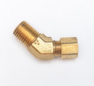 1/4 Tube OD Compression to 1/4 Npt Male Pipe Adapter 45 Degree Elbow Fitting for Copper Tubing Water Oil Air