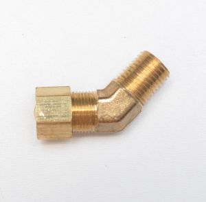 3/8 Tube OD Compression to 1/4 Npt Male Pipe Adapter 45 Degree Elbow Fitting for Copper Tubing Water Oil Air