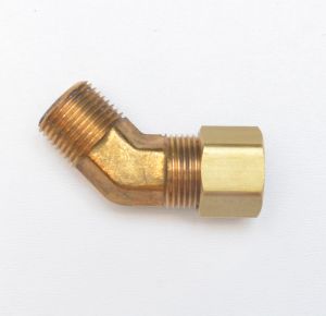 1/2 Tube OD Compression to 3/8 Npt Male Pipe Adapter 45 Degree Elbow Fitting for Copper Tubing Water Oil Air