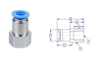 FPCF1/4-N01 pneumatic 1/4 OD - 1/8 NPT/FPT Push to Connect Straight Female Fitting