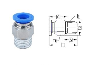 FPC3/8-N02 pneumatic 3/8 OD - 1/4 NPT/MPT Male Push to Connect Straight Fitting