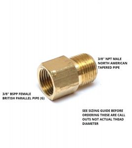 BRS-8037-04-04 Marked British to American 1/4 BSPP Female to 1/4 NPT Male Fitting
