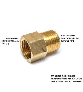 BSPP Female to NPT Male thread adapter 1/2