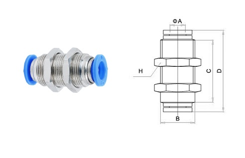 Tube to Tube Push to Connect Bulkhead Fittings