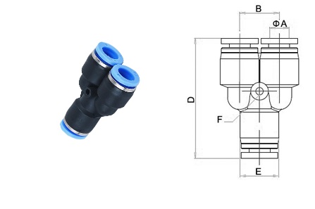 Y Splitter Union Push to Connect Tube Fittings 3 Way