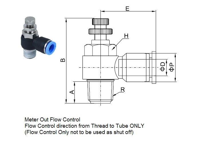 Meter Out Thread To Tube Flow Control Push to Connect Fittings