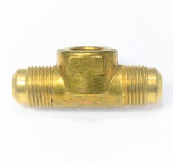 Female NPT Center Branch to Dual Male Gas Flare Tee Brass Fittings